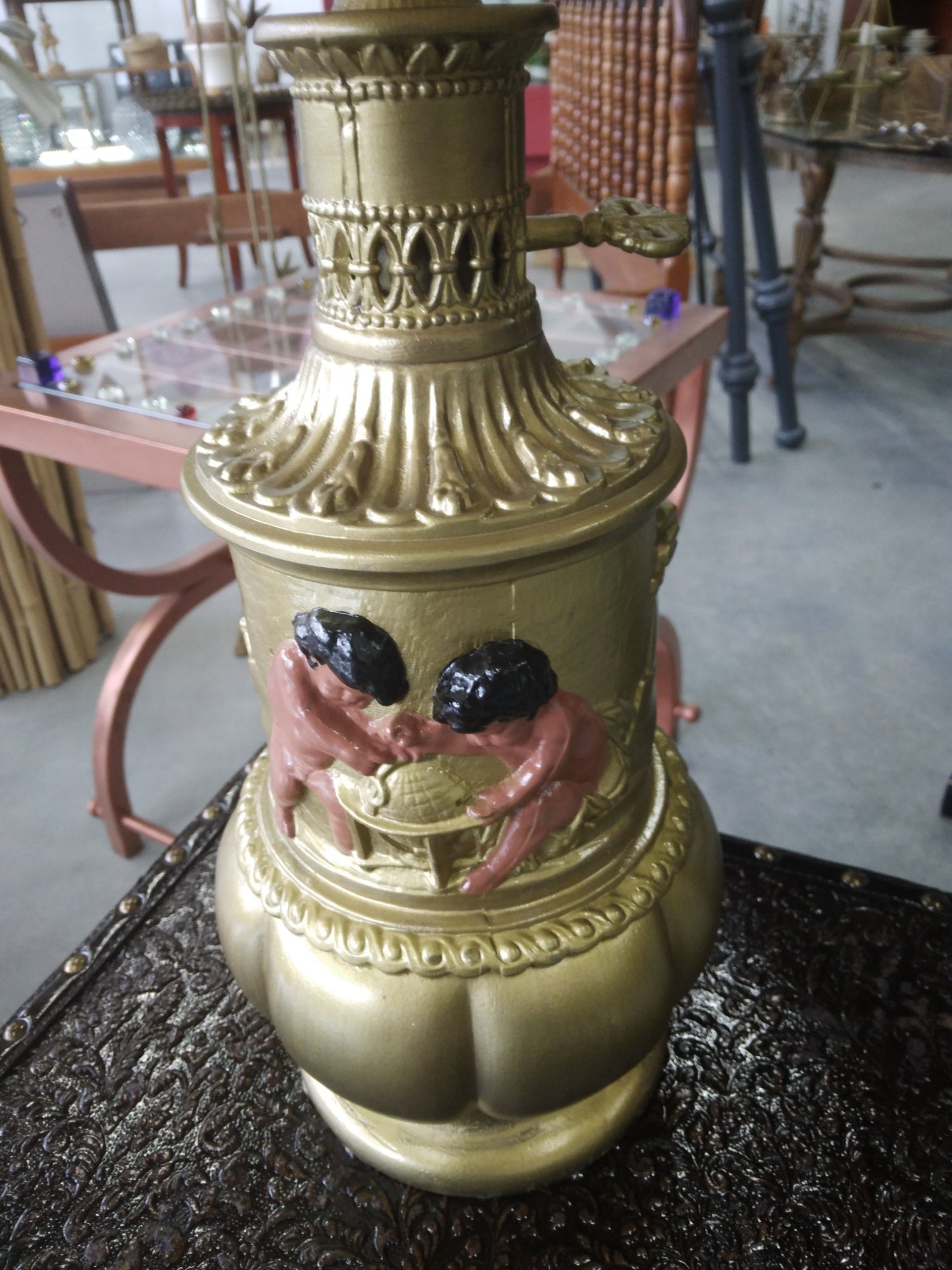 Vintage Unique Hand-Painted Cherup Table Lamp | MARTIN'S MERCANTILE